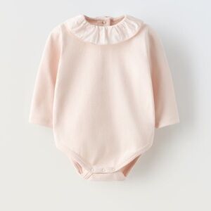 NWT Zara cotton combination ruffles bodysuit 0-1M